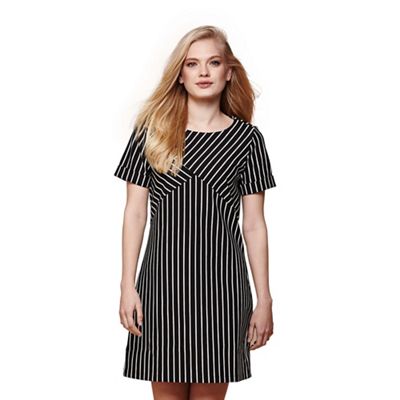 Black stripe print tunic dress
